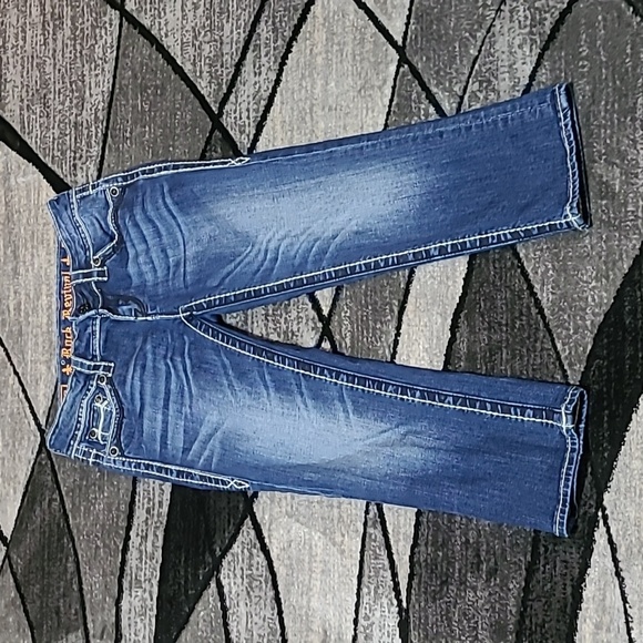 ROCK REVIVAL CELINE BLACK SEQUINS CAPRI DENIM JEAN - Picture 5 of 16